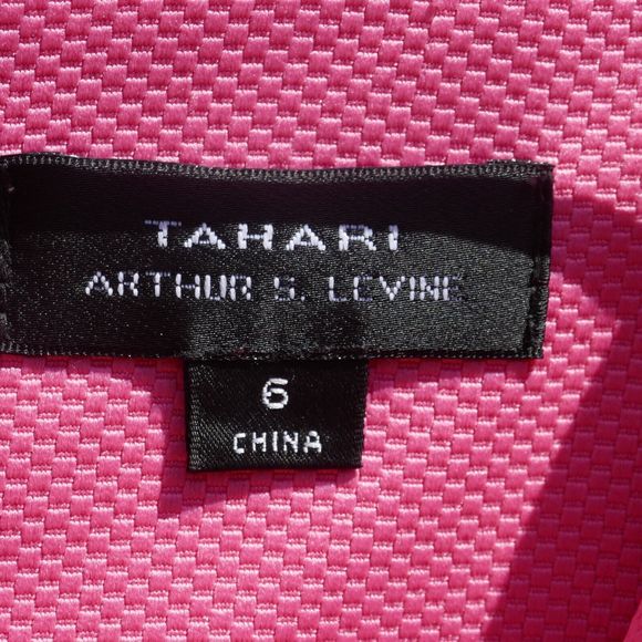 TAHARI ARTHUR S LEVINE Dress Size 6 Coral Flower Power Sheath Short Sleeve - Picture 3 of 8